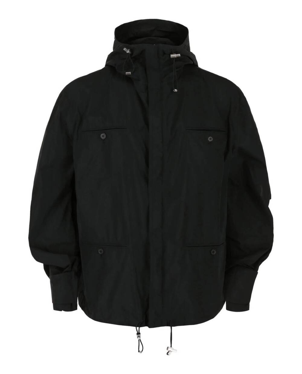 NEW SALVATORE FERRAGAMO men's hooded windbreaker jacket in nero